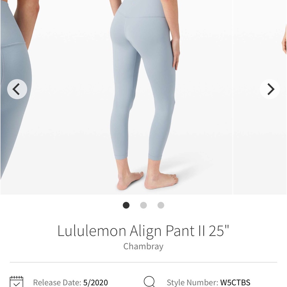 Lululemon Align Pant II 25" Chambray NWT size 6